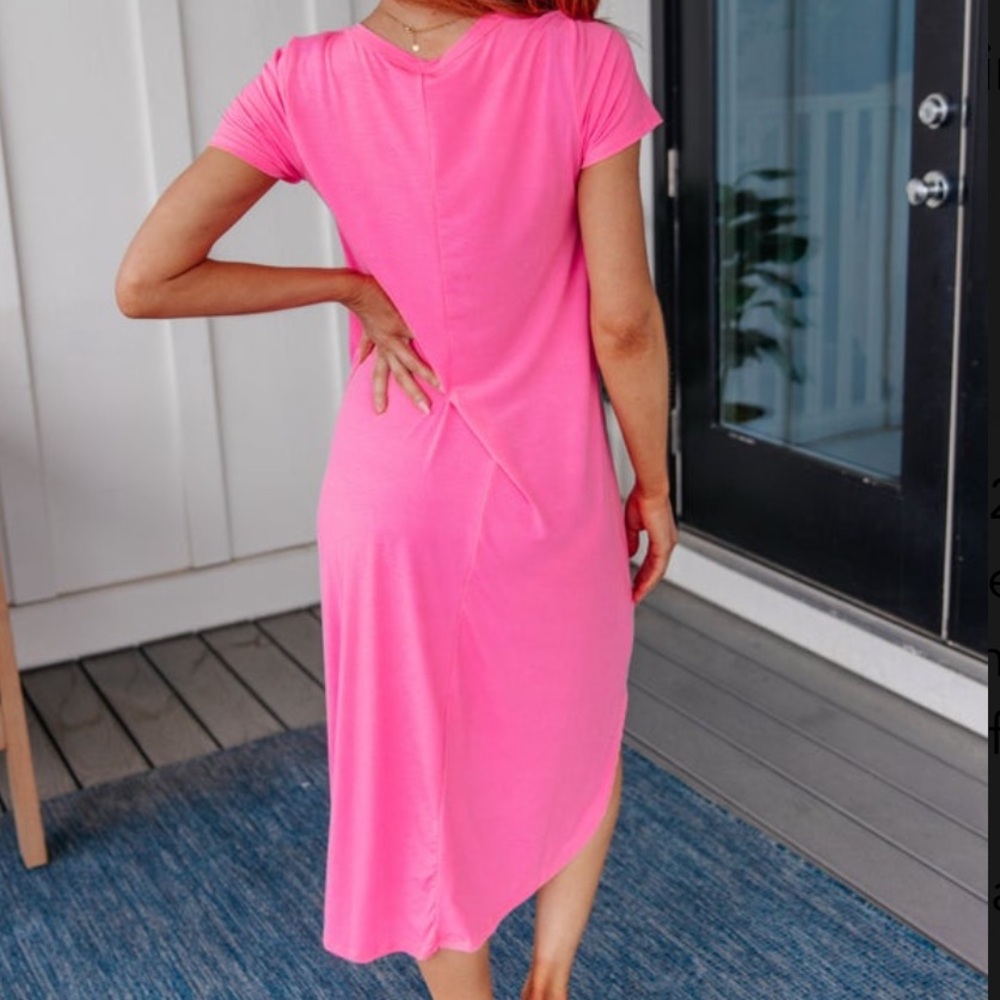 NEW Dear Scarlett Dolman Sleeve Maxi Dress in Neon Pink - Picture 7 of 9